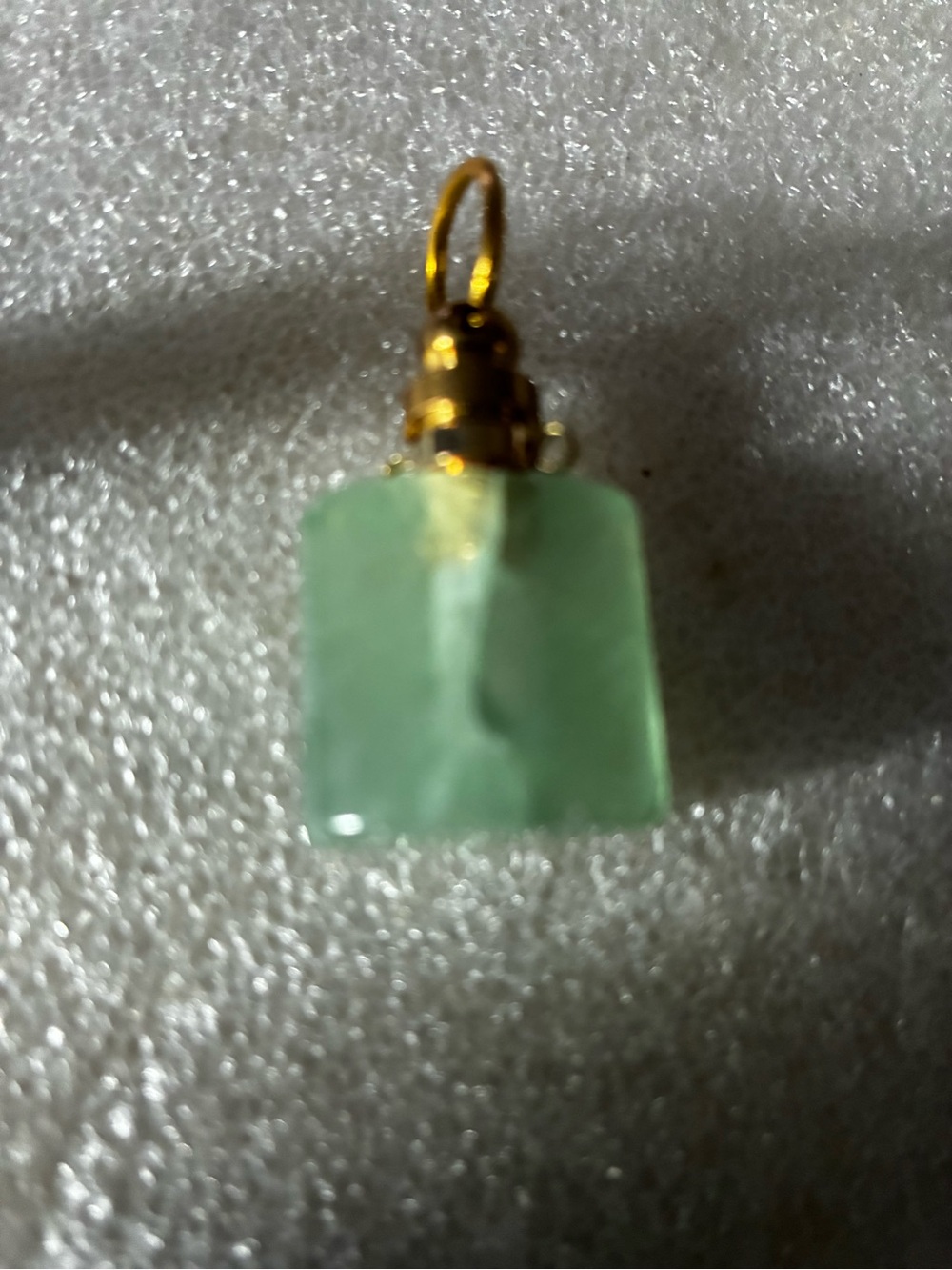 Green Jade Pendant with Gold Bail - Women Jewelry